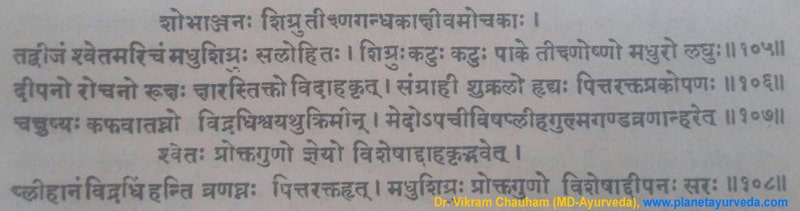 Ancient verse about Moringa oleifera - 1 Ancient verse about Moringa oleifera Leaves- 1